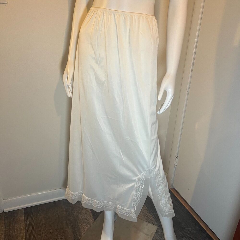Vintage 80s 90s Maxi Lace Slip Skirt XL - Coquette Cottage Bridal Prairie Retro